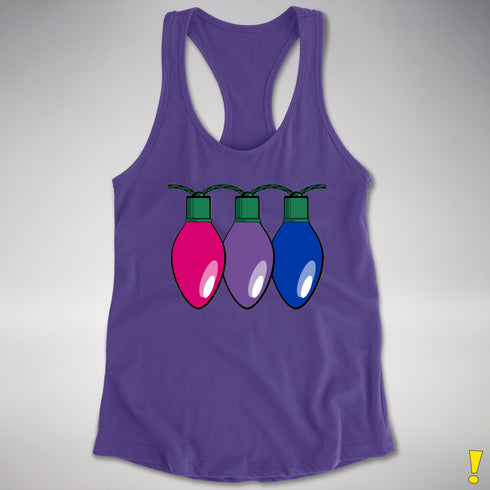 Bisexual Pride Christmas Lights Racerback Tank - Purple