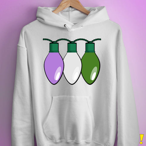 Genderqueer Pride Christmas Lights Hoodie - White