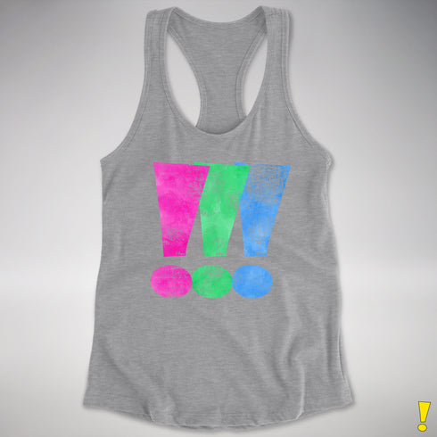 Polysexual Pride Exclamation Points Racerback Tank - Heather Grey