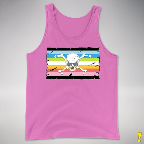 Queer Pride Pirate Flag Premium Tank Top - Neon Pink