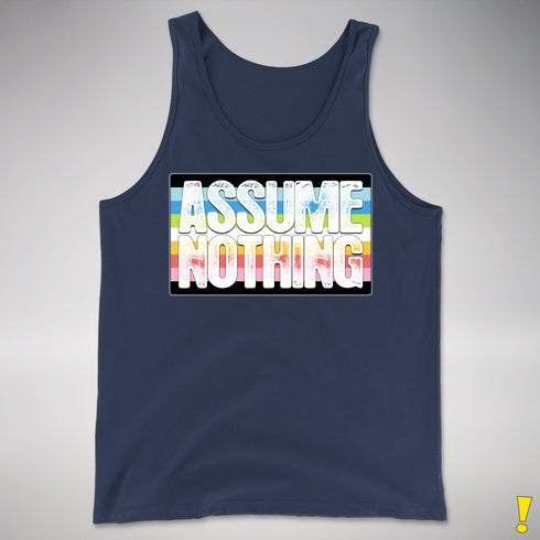 Assume Nothing Queer Pride Flag Premium Tank Top - Navy