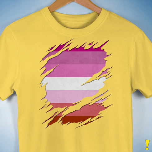 Pink Lesbian Ripped Reveal Premium Unisex T-Shirt - Yellow
