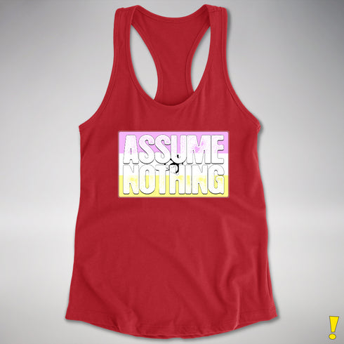 Assume Nothing Twink Pride Flag Racerback Tank - Red