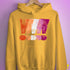 Distressed Lesbian Pride Graphic Exclamation Points Hoodie - Mustard