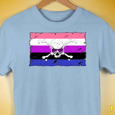 Genderfluid Pride Pirate Flag Premium Unisex T-Shirt - Baby Blue