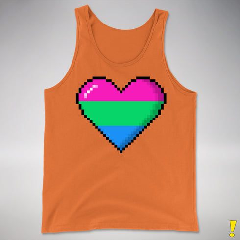 Polysexual Pride 8-Bit Pixel Heart Premium Tank Top - Orange