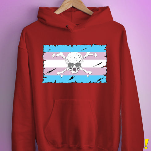 Transgender Pride Pirate Flag Hoodie - Red