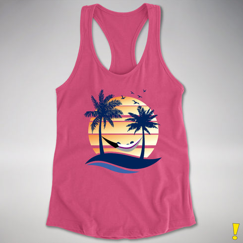 Demisexual Pride Hammock Summer Beach Sunset Racerback Tank - Hot Pink