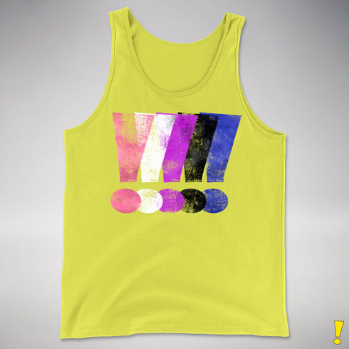 Genderfluid Pride Grunge Exclamation Points Premium Tank Top - Neon Yellow
