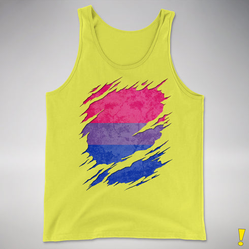 Bisexual Pride Flag Ripped Reveal Premium Tank Top - Neon Yellow