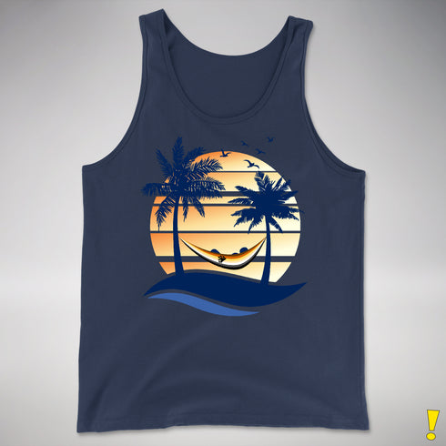 Bear Pride Hammock Summer Beach Sunset Premium Tank Top - Navy