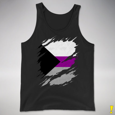 Demisexual Pride Flag Ripped Reveal Premium Tank Top - Black