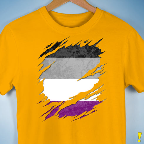Asexual Pride Flag Ripped Reveal Premium Unisex T-Shirt - Gold