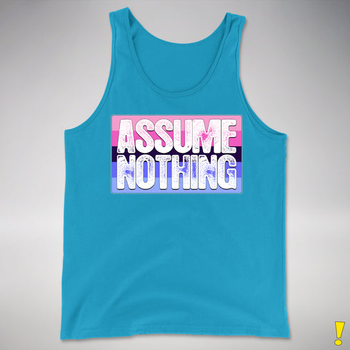 Assume Nothing Omnisexual Pride Flag Premium Tank Top - Neon Blue