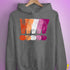 Distressed Lesbian Pride Graphic Exclamation Points Hoodie - Grey Heather