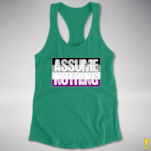 Assume Nothing Asexual Pride Flag Racerback Tank - Kelly Green