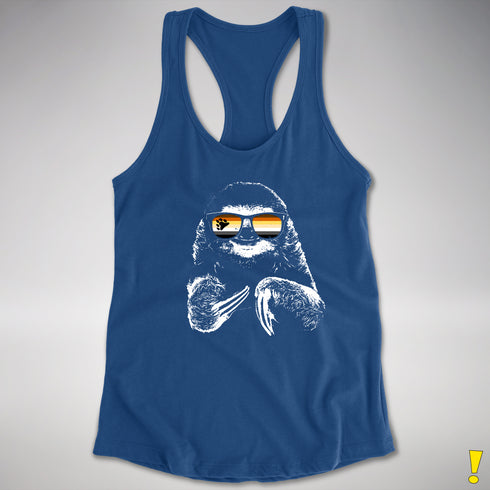 Pride Sloth Bear Pride Flag Sunglasses Women's Racerback Tank - Royal