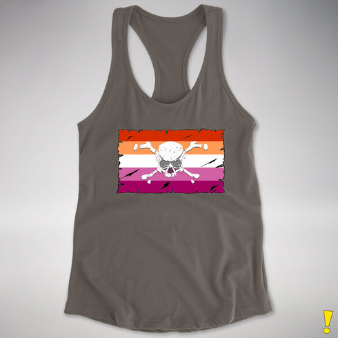 Lesbian Pride Pirate Flag Racerback Tank - Dark Grey