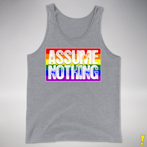 Assume Nothing LGBTQ Pride Flag Premium Tank Top - Grey Heather