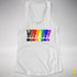 Distressed Philly LGBTQ Pride Whee! Exclamation Points Racerback Tank - White