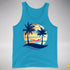 Pansexual Pride Hammock Summer Beach Sunset Premium Tank Top - Neon Blue
