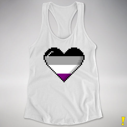 Asexual Pride 8-Bit Pixel Heart Racerback Tank - White
