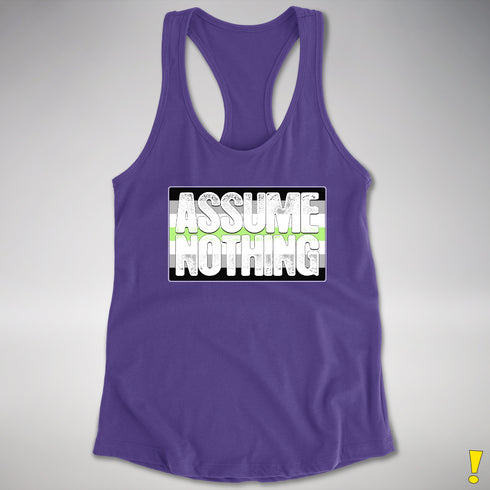 Assume Nothing Agender Pride Flag Racerback Tank - Purple