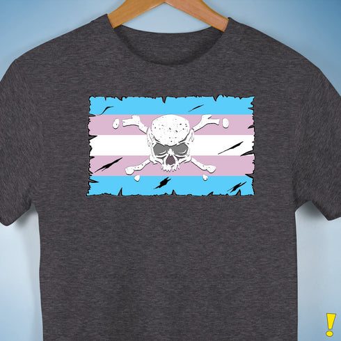 Transgender Pride Pirate Flag Premium Unisex T-Shirt - Dark Grey Heather