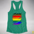 Philly LGBTQ Gay Pride Flag Ripped Reveal Racerback Tank - Kelly Green