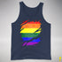 LGBTQ Pride Flag Ripped Reveal Premium Tank Top - Navy