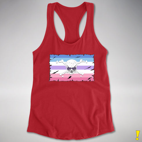 Bigender Pride Pirate Flag Racerback Tank - Red