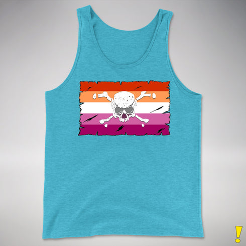 Lesbian Pride Pirate Flag Premium Tank Top - Aqua Triblend