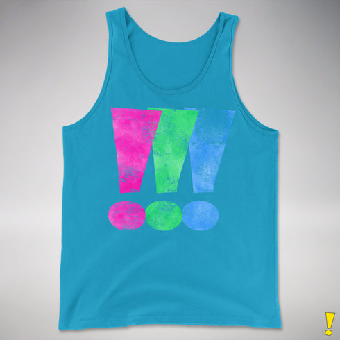 Polysexual Pride Exclamation Points Premium Tank Top - Neon Blue