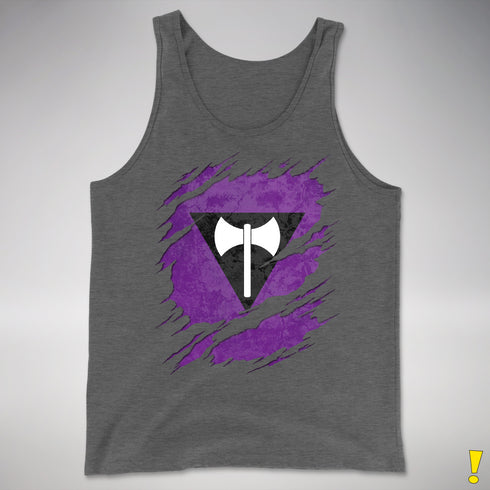 Lesbian Labrys Pride Flag Ripped Reveal Premium Tank Top - Deep Heather