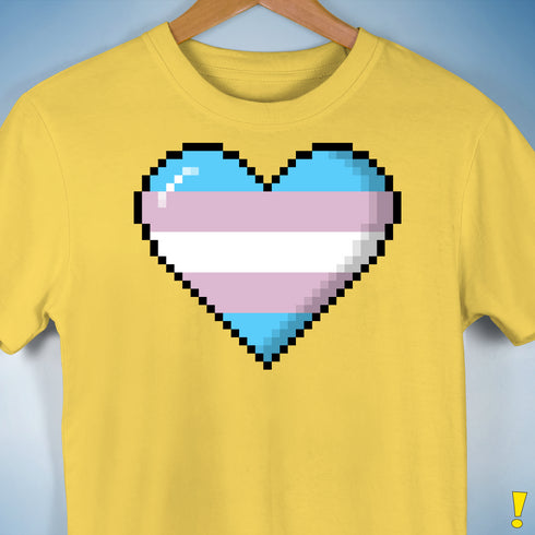 Transgender Pride 8-Bit Pixel Heart Premium Unisex T-Shirt - Yellow