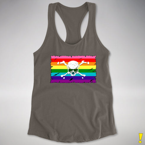 Gilbert Baker LGBTQ Pride Pirate Flag Racerback Tank - Dark Grey