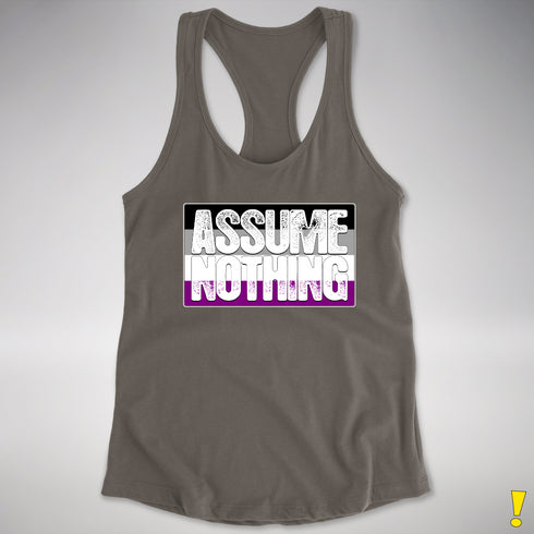 Assume Nothing Asexual Pride Flag Racerback Tank - Dark Grey