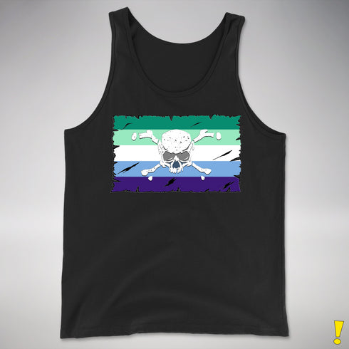 Gay Male Pride Pirate Flag Premium Tank Top - Black