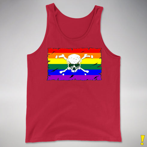 LGBTQ Rainbow Pride Pirate Flag Premium Tank Top - Red