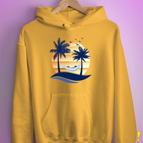 Transgender Pride Hammock Summer Beach Sunset Hoodie - Mustard