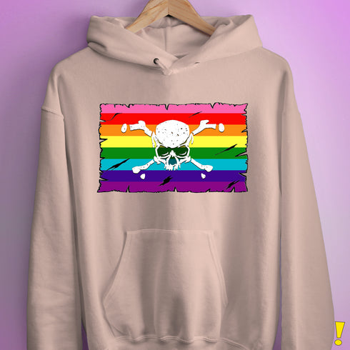 Gilbert Baker LGBTQ Pride Pirate Flag Hoodie - Light Pink