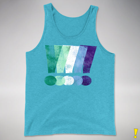 MLM Gay Pride Grunge Exclamation Points Premium Tank Top - Aqua Triblend