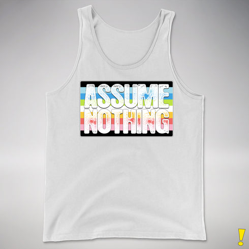 Assume Nothing Queer Pride Flag Premium Tank Top - White