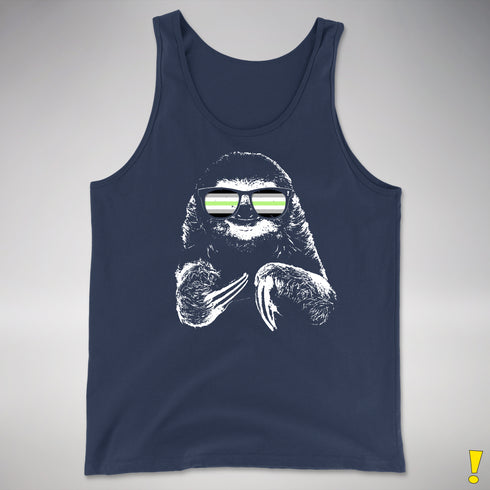 Pride Sloth Agender Flag Sunglasses Premium Tank Top - Navy