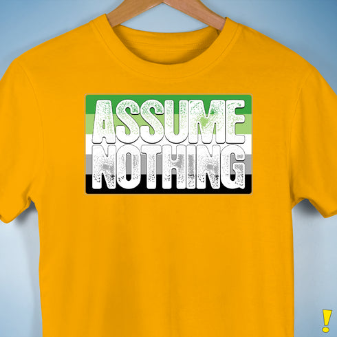 Assume Nothing Aromantic Pride Flag Premium Unisex T-Shirt - Gold