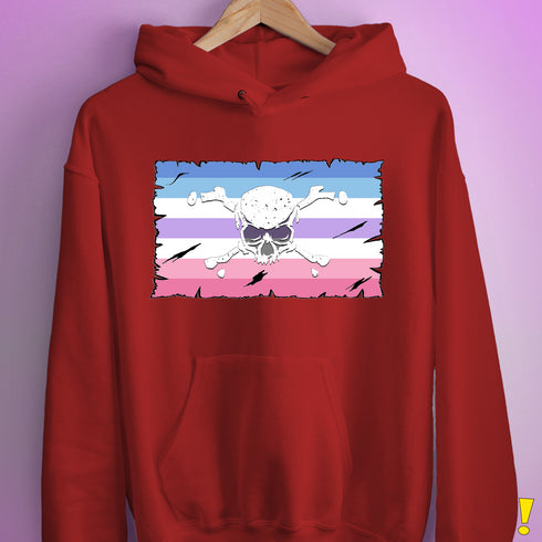 Bigender Pride Pirate Flag Hoodie - Red