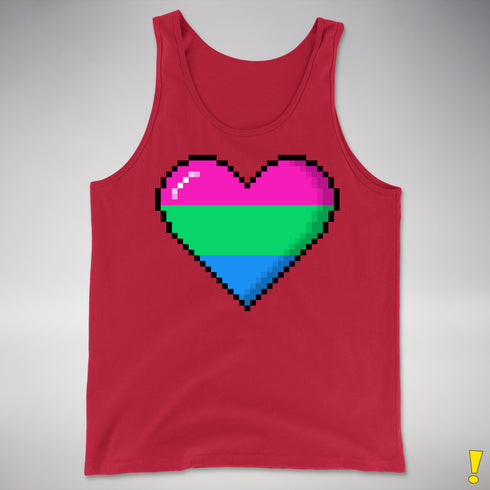 Polysexual Pride Pixel Heart Premium Tank Top - Red