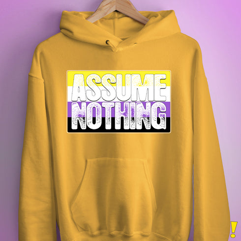 Assume Nothing Nonbinary Pride Flag Hoodie - Mustard