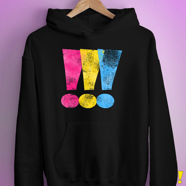 Pansexual Pride Exclamation Points Hoodie - Black