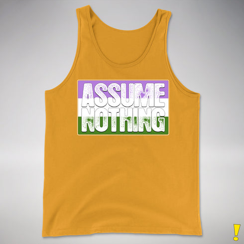 Assume Nothing Genderqueer Pride Flag Premium Tank Top - Gold